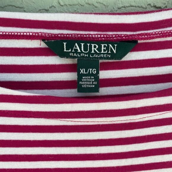 Lauren Ralph Lauren Women's XL Red & White Striped Knit Top 3/4 Sleeve - Picture 8 of 8